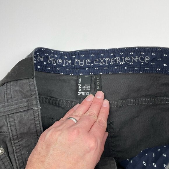 Prana Pants Mens 33x32 Brion Slim Gray  Hiking Stretch Outdoor Casual M4BN32312 - Picture 12 of 16